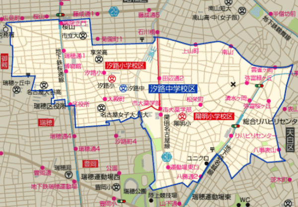汐路中学校学区