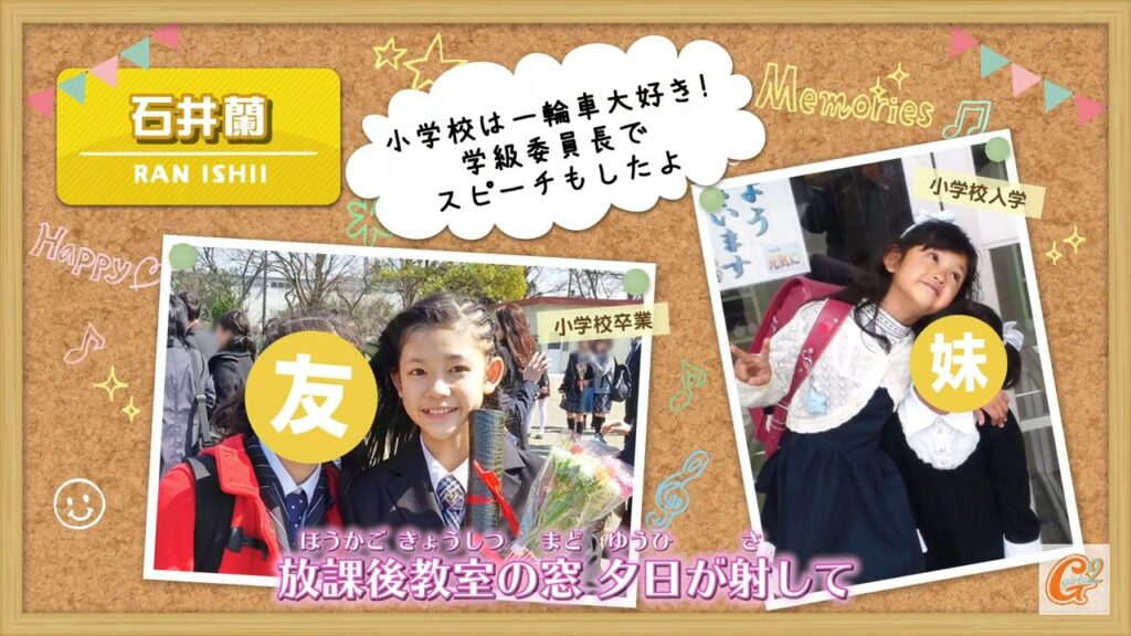石井蘭(RAN)小学校入学・卒業写真